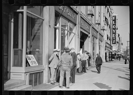 Untitled photo, possibly related to: Street corner scene, Manchester, New Hampshire