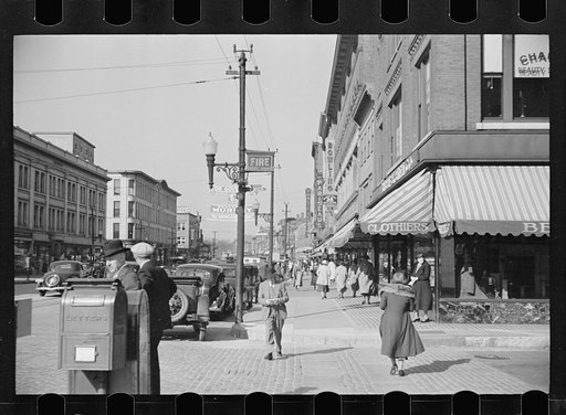 Untitled photo, possibly related to: Street corner, Manchester, New Hampshire
