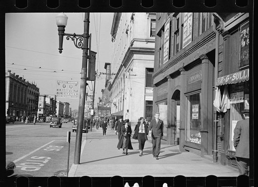Untitled photo, possibly related to: Street corner, Manchester, New Hampshire