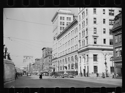 Untitled photo, possibly related to: Street corner, Manchester, New Hampshire