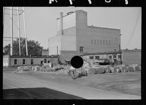 Untitled photo, possibly related to: Cotton storeyard, Enfield, North Carolina