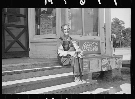 Untitled photo, possibly related to: Farmer outside the cooperative store. Irwinville, Georgia