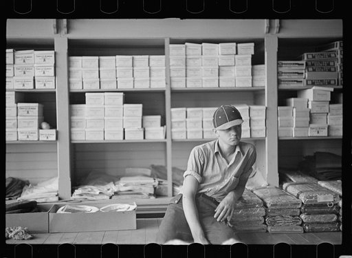 Farm boy in the cooperative store at Irwinville Farms, Georgia