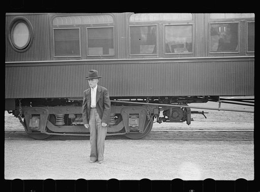 Man in railroad station, Manchester, Georgia