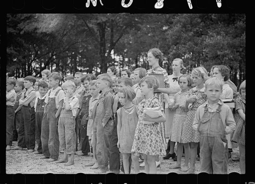 Children at flag raising. Irwinville School, Georgia