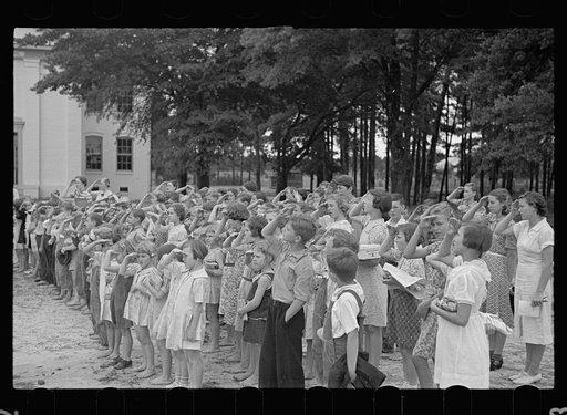 Children saluting flag. Irwinville School, Georgia