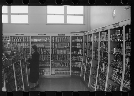 Untitled photo, possibly related to: Shopping in cooperative market, Greenhills, Ohio