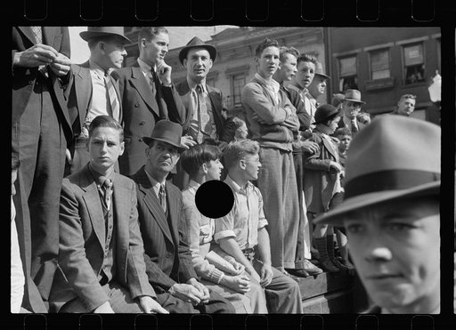 Untitled photo, possibly related to: Spectators at Cincinnati sesquicentennial parade, Cincinnati, Ohio