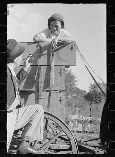 Untitled photo, possibly related to: County supervisor talking with FSA (Farm Security Administration) client. Coffey County, Kansas