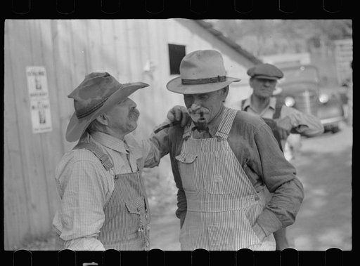 Farmers waiting for the auction to begin. Oskaloosa, Kansas