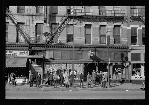 Lower Douglas Street, where unemployed hang out, Omaha, Nebraska