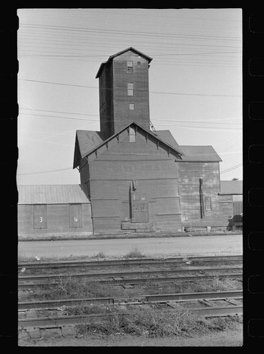 Leaning grain elevator, Grand Island, Nebraska
