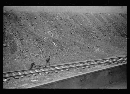 Miner's sons bringing home salvaged coal during May 1939 coal strike.  Kempton, West Virginia