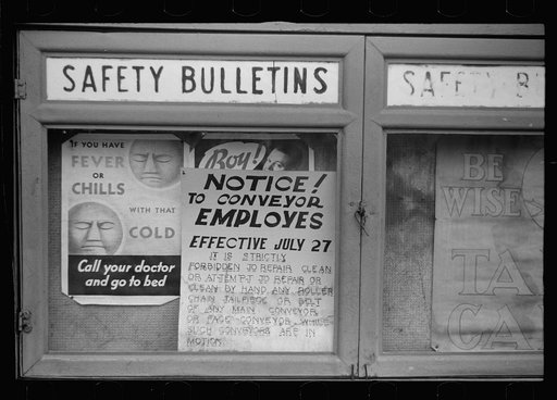 Signs at entrance to mine, Kempton, West Virginia