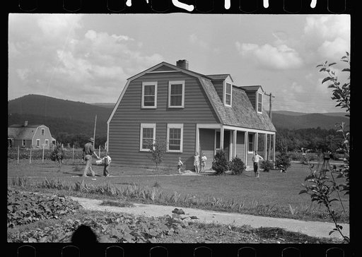 Homesteader returning from work in the Dimension lumber plant. Tygart Valley Homesteads, West Virginia