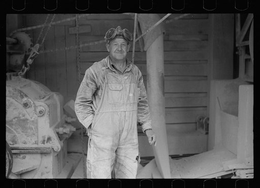 Homesteader who works in the limestone quarry. Tygart Valley Homesteads, West Virginia