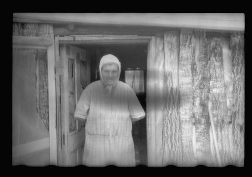 Untitled photo, possibly related to: Mrs. Howard, who lives with her daughter in one-room cabin they built themselves, Aitkin County, Minnesota
