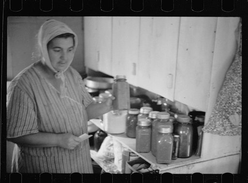 Untitled photo, possibly related to: Mrs. Howard, who lives with her daughter in one-room cabin they built themselves, Aitkin County, Minnesota