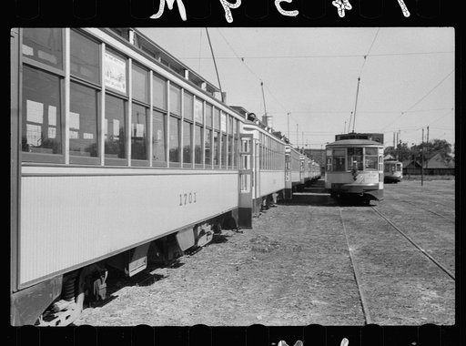 Untitled photo, possibly related to: Streetcars in car yard, Minneapolis, Minnesota