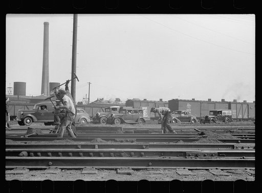 Untitled photo, possibly related to: Working on the railroad, Minneapolis, Minnesota
