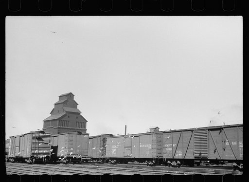 Untitled photo, possibly related to: Railroad yards, Minneapolis, Minnesota