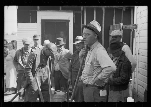 Untitled photo, possibly related to: Ladies who are serving lunch at auction near Tenstrike, Minnesota