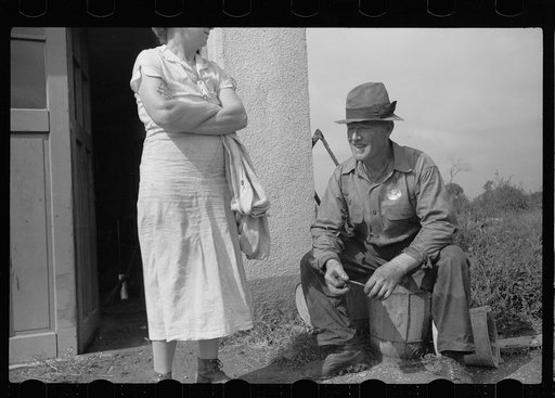 Untitled photo, possibly related to: Farmer and son, rehabilitation clients, building barn which FSA (Farm Security Administration) loan enables them to build, Lake of the Woods County, Minnesota