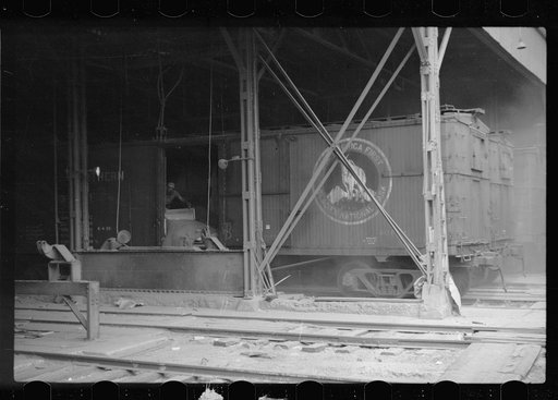 Untitled photo, possibly related to: Freight car and flour mill, Minneapolis, Minnesota