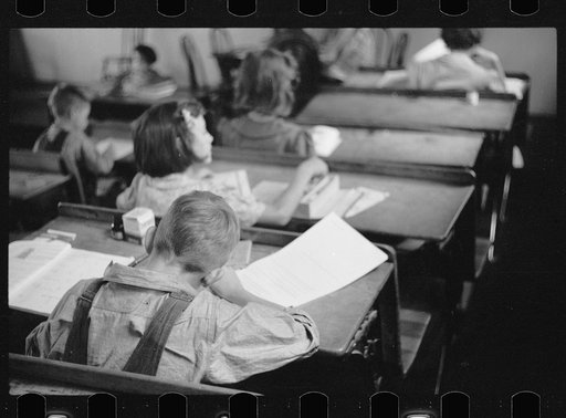 Lunch pails in rural school, Wisconsin.
