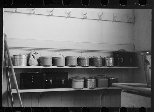 Lunch pails in rural school, Wisconsin