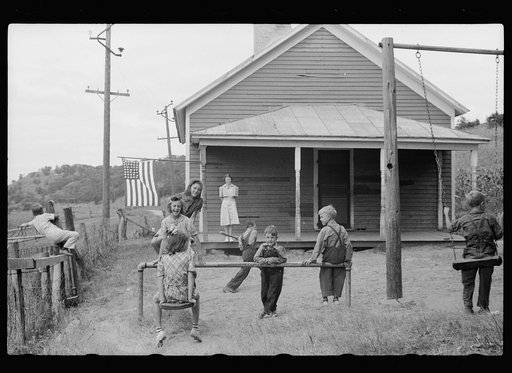 Untitled photo, possibly related to: Lunch pails in rural school, Wisconsin