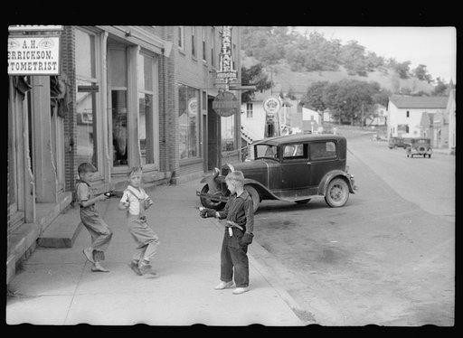 Untitled photo, possibly related to: Toy gun fight, Boscobel, Wisconsin