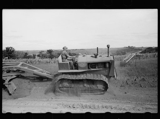 Untitled photo, possibly related to: CCC (Civilian Conservation Corps) working with Soil Conservation Service making diversion terrace to prevent gullying, Vernon County, Wisconsin