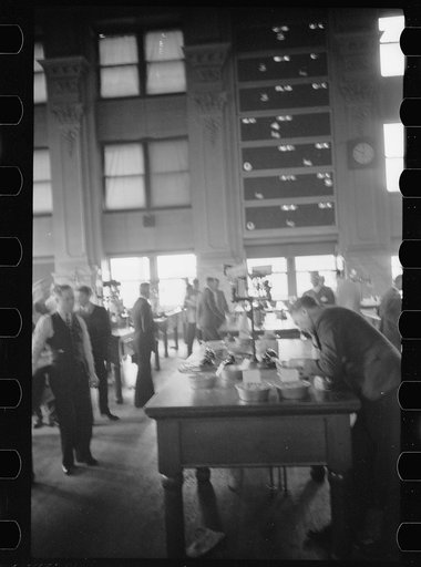 Untitled photo, possibly related to: Buyer at open grain market, Minneaplis Grain Exchange, Minnesota