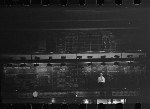 Untitled photo, possibly related to: Bidding on futures, Minneapolis Grain Exchange, Minnesota