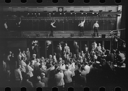 Untitled photo, possibly related to: Bidding on futures, Minneapolis Grain Exchange, Minnesota