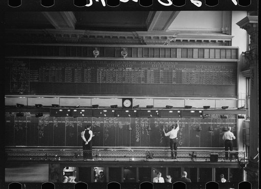 Untitled photo, possibly related to: Bidding on futures, Minneapolis Grain Exchange, Minnesota