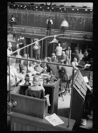 Untitled photo, possibly related to: Bidding on futures, Minneapolis Grain Exchange, Minnesota