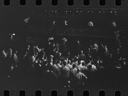 Untitled photo, possibly related to: Bidding on futures, Minneapolis Grain Exchange, Minnesota