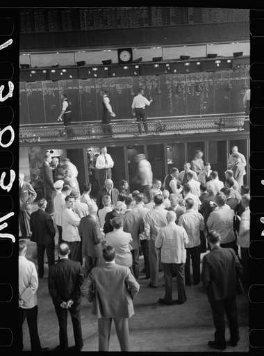 Untitled photo, possibly related to: Bidding on futures, Minneapolis Grain Exchange, Minnesota