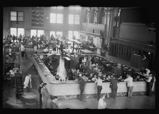 Untitled photo, possibly related to: Bidding on futures, Minneapolis Grain Exchange, Minnesota