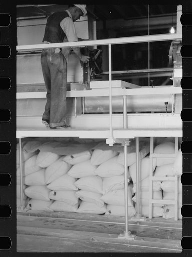 Untitled photo, possibly related to: Packing flour at Pillsbury mill, Minneapolis, Minnesota