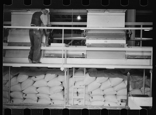 Untitled photo, possibly related to: Packing flour at Pillsbury mill, Minneapolis, Minnesota