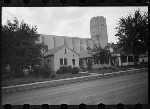 Grain elevators in back yards, Minneapolis, Minnesota