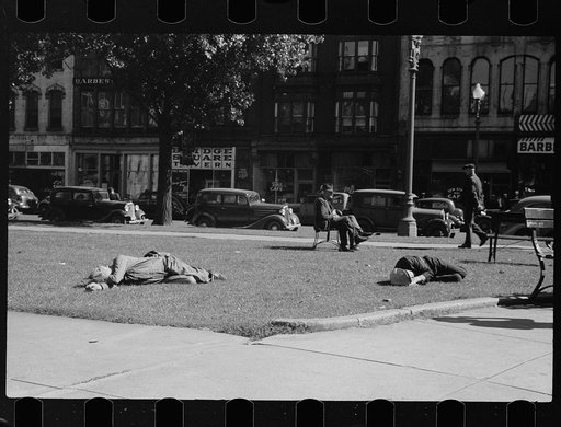 Unemployed men in Gateway District, Minneapolis, Minnesota