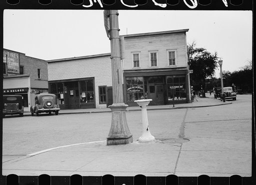 Drinking fountain on street corner, Litchfield, Minnesota