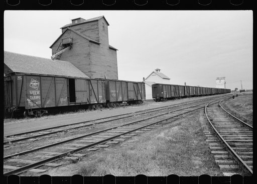 Grain elevators along railroad tracks, Sisseton, South Dakota