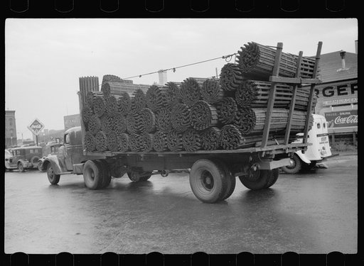 Truckload of corn cribs, Minneapolis, Minnesota