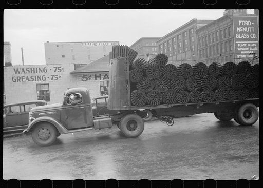 Untitled photo, possibly related to: Truckload of corn cribs, Minneapolis, Minnesota