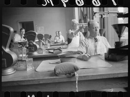 Untitled photo, possibly related to: Grain inspector at state grain inspection deptartment, Minneapolis, Minnesota
